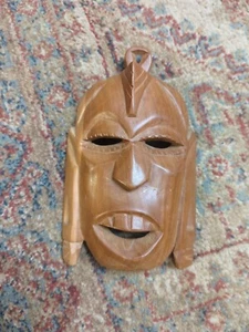 Vintage 1960s Wooden Carved Authentic African Tribal Mask - Picture 1 of 6