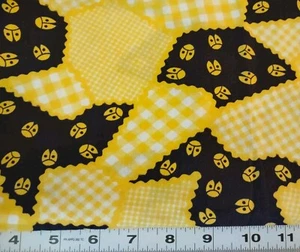 Vintage gelb weiß schwarz Patchwork Marienkäfer Stoff Baumwolle Quilten 2 Yards 44 breit - Bild 1 von 4