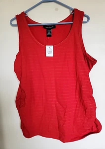 Ashley Steward Shirt Womens 18/20 Red striped stretch Tank Top Round Neck NEW - Picture 1 of 3