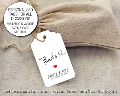 Personalised, Thanks, Custom Hang Tags, Thank you Gift, Wedding Swing Tag 80 - Image 1 of 4