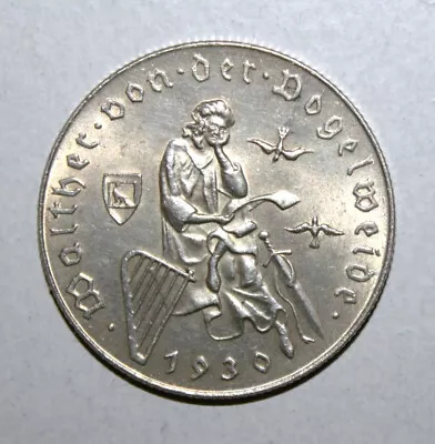 S2 - Austria 2 Schilling 1930 Brilliant Uncirculated Silver Coin - Vogelweide - Image 1 of 2