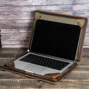 Leder Laptop Tasche Hülle Für Macbook Pro 13,3" Geschenk zum Vatertag - Bild 1 von 22