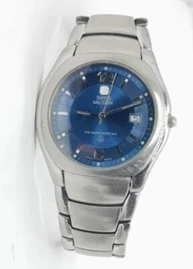 Men Swiss Military Hanowa Watch 06-5082 Steel Band Silver Case Blue Face 100m - Picture 1 of 18
