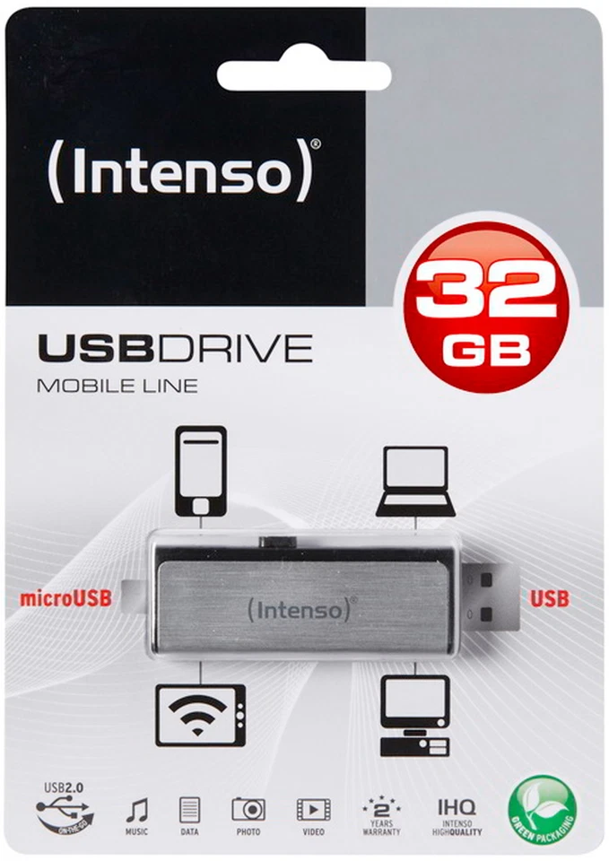 CLE HAUT DE GAMME OTG MICRO + USB 32 GO Intenso AUTO-PROTEGEE / coulissante alu - Photo 1/1