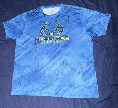 🎅🏻 Men’s Realtree Fishing Antler Short Sleeve Shirt XXL  Blue - Image 1 of 4