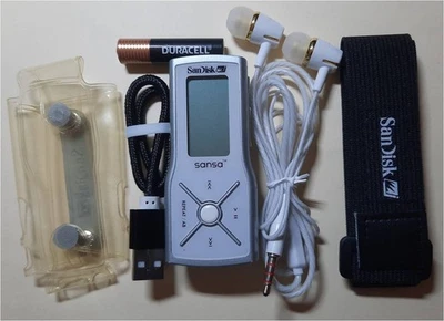 SanDisk Sansa m240 1GB Silver MP3 Player bundled (See Description) Works Great! - Image 1 of 4