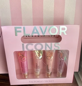 Victoria's Secret 4 Flavor Lip Gloss Set Caramel Coconut Juicy Melon Mimosa - Picture 1 of 2