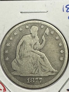 1877-cc Seated Liberty Half Dollar, Carson City, Graffiti, Free shipping - Picture 1 of 3