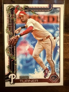2025 Topps Holiday Trea Turner #H90 Santa Hat Image Variation SP NM - Picture 1 of 4