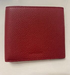 Genuine Burberry Embossed Logo Leather International Bifold Red Men's Wallet