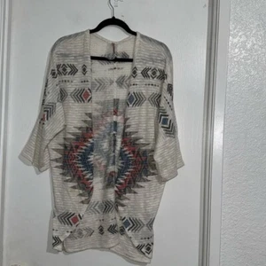 #1247 Mauve Brand Open Front Lightweight Cardigan Sweater Southwestern Print - Picture 1 of 7