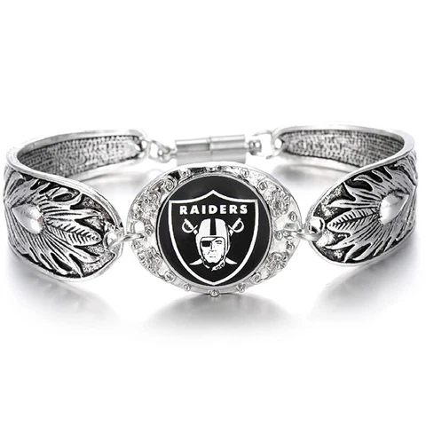 Special Oakland Raiders Womens Sterling Silver Bracelet Football Gift wGiftPg D3 Cover