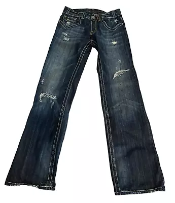 MEK Denim Jeans Men 30/34 Actual 28x32 Pueblo Boot Cut Stitched Button Fly Y2K - Image 1 of 4