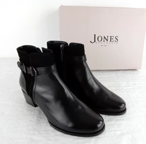 Jones Bootmakers Women's Boots UK4 Black Leather Sarina Heel RRP £110 New F2 - Picture 1 of 8