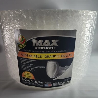 Duck 12in x 100ft Large BubbleWrap Max Strength Cushioning Clear 5/16in Bubble - Image 1 of 4