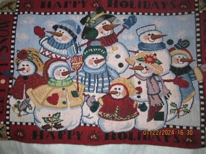 2 Let It Snow Happy Holidays Snowman Woven Dining Placemats - Picture 1 of 7