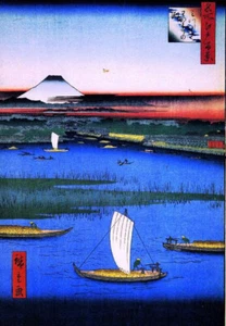 Oil painting Ando-Hiroshige-Inside-Kameido-Tenjin-Shrine landscape & sail boat - Picture 1 of 1