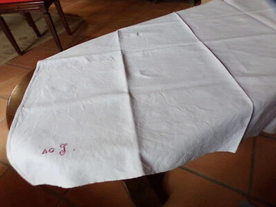 Ancienne nappe en chanvre,table De Vigneron monogramme,cuisine,décoration,1900 - Photo 1/4