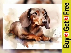 Charming Dachshund Watercolor Art Print,  Perfect for Dog Lovers 5 "x 7" - Picture 1 of 5