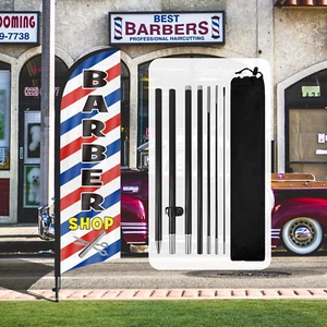 Barber Shop Feather Flag,8Ft Barber Shop Advertising Swooper Flag with Pole Kit, - Picture 1 of 12