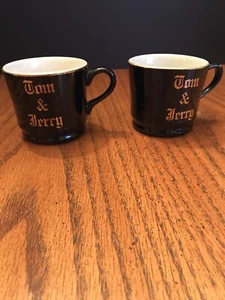 Lot of 2 HALL USA Tom & Jerry Punch Cups Black with Gold Trim   - Picture 1 of 6