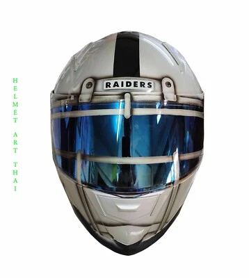 CASCO DE MOTOCICLETA DE FÚTBOL AMERICANO DE LOS RAIDERS DE LA NFL Foto 1 de 4