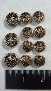 WATERBURY Men Metal BLAZER/JACKET BUTTON SET Crown By Lion SB 3&8 Antique Brass - Picture 1 of 2