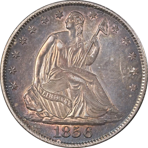 1856-O Seated Half Dollar Choice AU/BU Superb Eye Appeal Strong Strike Cover