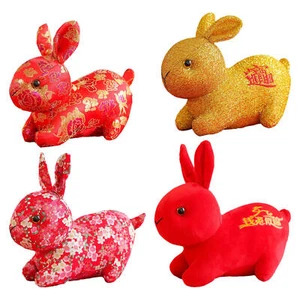 2023 New Year Chinese Style Rabbit Plush Toy Soft Lucky Bunny Stuffed Doll - Picture 1 of 14