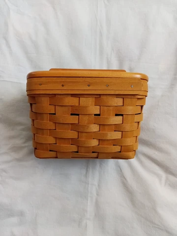 Vintage LONGABERGER RECIPE CARD BASKET WITH WOOD LID AND PLASTIC LINER Cover