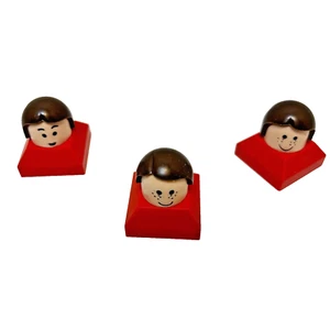 Vintage 3 Piece Lego Duplo Figures Heads People Brown Hair 1.5" - Picture 1 of 6