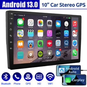 Android 15 Carplay GPS Navi WiFi 10" Double 2Din Touch Screen Car Stereo Radio - Picture 1 of 11