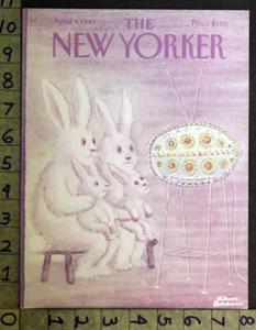 1983 HOLIDAY EASTER BUNNY EGG TELEVISION CHAS ADDAMS ART NEW YORKER COVER FC933 - Picture 1 of 1