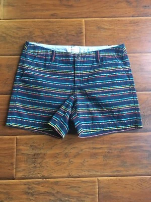 MERONA Gorgeous Blue  with colored lines Casual Shorts Women's Size 8 - Imagem 1 de 4