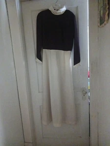 1970s Vintage Chapter Two Brown And Cream Long Sleeve Prom Wedding Dress Size 14 - Picture 1 of 3