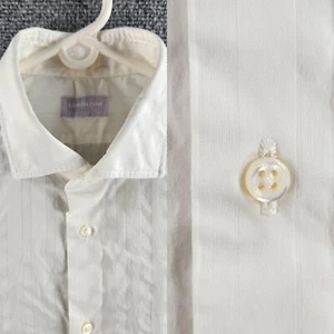 Lorenzini White Button Up Shirt Long Sleeve Hand Made Italy Cotton Bespoke 15.5 - Picture 1 of 22