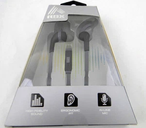 Auriculares RBX Active RUSH con micrófono. Nuevo con cable gris/negro envío gratuito - Imagen 1 de 2