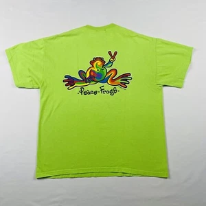 Camiseta Gráfica De Colección Peace Frogs Talla Grande L Limo Verde Multicolor Rana - Imagen 1 de 22