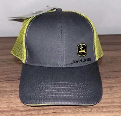 Gorra John Deere Trucker Gris Logo Bordado Malla Amarilla Snapback Nueva Foto 1 de 4