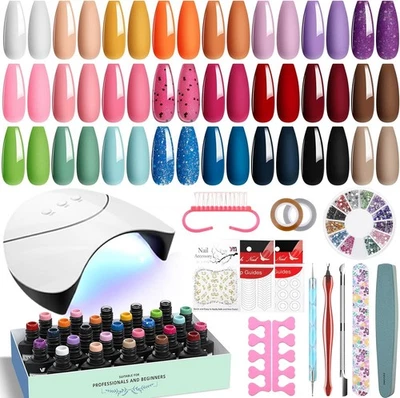 BRANDED Gel Nail Polish Set with Lamp Starter Kit 24 Colours Gel Nail Kit with U V Light