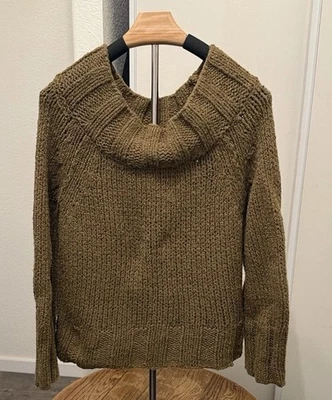 Free People Olive Green Off Shoulder Bell Sleeve Sweater XS - Image 1 of 4