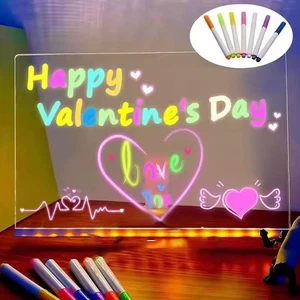 14"X10" Acryl trocken abwischbare Tafeln mit 7 Farben Licht LED Zeichenbrett für Kinder - Bild 1 von 16