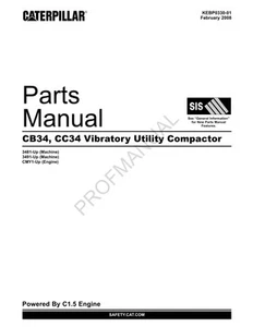 Caterpillar Cat CB34 CS34 Vibrations-Allzweckverdichter Teilekatalog Handbuch - Bild 1 von 1