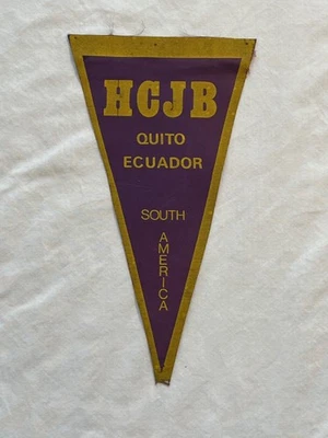 Очень редкий и старый вымпел HCJB Quito Ecuador QSL 8 дюймов, Wimpel, Banderin, Fanion - Изображение 1 из 3