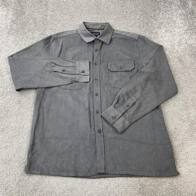 Camisa masculina casual manga longa cinza média com botões Basic Editions - Imagem 1 de 4