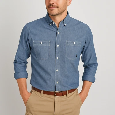 Southern Proper Men’s Chambray Button Down Shirt Long Sleeve Classic Fit Size L - Image 1 of 4