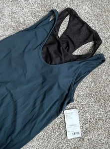 Athleta Deep Teal Blue Green Mesh Midi Sport Travel Dress NWT! XL Vented Abyss - Picture 1 of 7