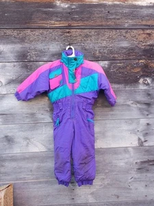 VTG 80s Metro Express Youth Ski Suit Size S/4 Retro Snowsuit Purple - Picture 1 of 8
