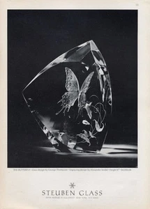 1969 Steuben PRINT AD Glas Kristall George Thompson Designed "The Butterfly"  - Bild 1 von 1