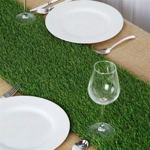 Green Artificial Grass 12 x 108" TABLE RUNNER Wedding Party Tabletop Supplies - Picture 1 of 6